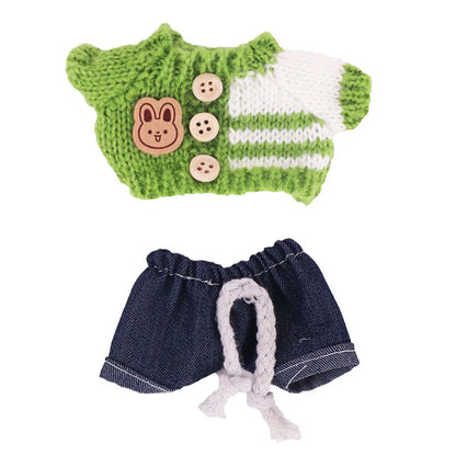Cute Bunny Doll Accessories with Knitted Clothes Rabbit Ears Hat Heart Sweater for Toy Collectors  Clothes