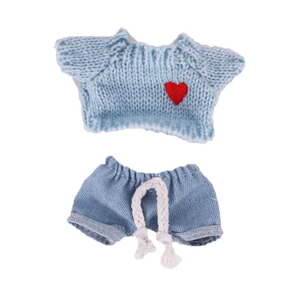 Cute Bunny Doll Accessories with Knitted Clothes Rabbit Ears Hat Heart Sweater for Toy Collectors  Clothes