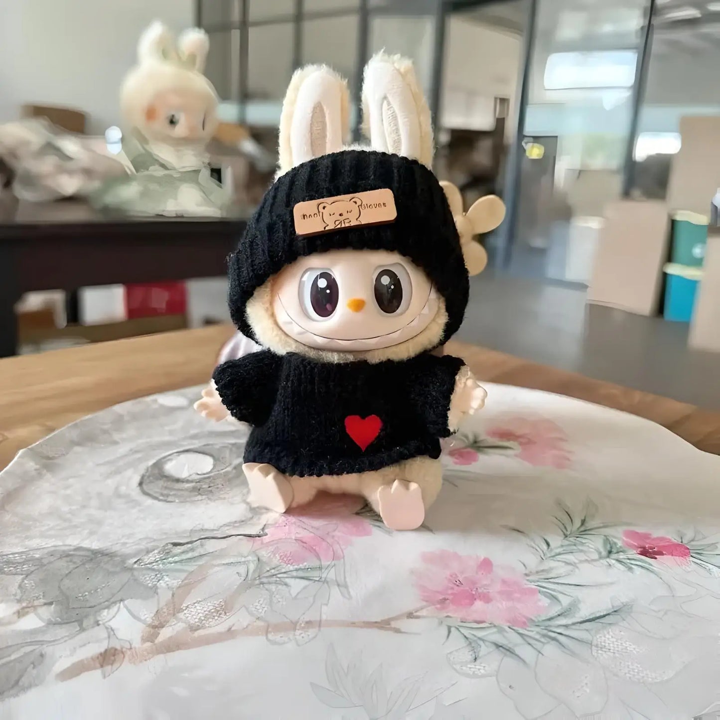 Cute Bunny Doll Accessories with Knitted Clothes Rabbit Ears Hat Heart Sweater for Toy Collectors  Clothes