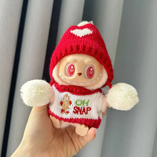 Clothes For 17cm Labubu Gen I II III Idol Dolls Sitting Party Christmas Clothing Sweater Accessories For Korea Kpop Exo