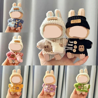 Cute Bunny Doll Accessories with Knitted Clothes Rabbit Ears Hat Heart Sweater for Toy Collectors  Clothes
