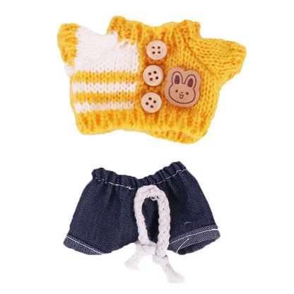Cute Bunny Doll Accessories with Knitted Clothes Rabbit Ears Hat Heart Sweater for Toy Collectors  Clothes
