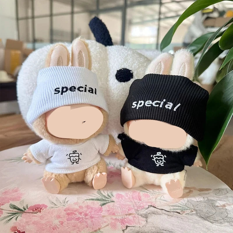Cute Bunny Doll Accessories with Knitted Clothes Rabbit Ears Hat Heart Sweater for Toy Collectors  Clothes