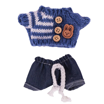 Cute Bunny Doll Accessories with Knitted Clothes Rabbit Ears Hat Heart Sweater for Toy Collectors  Clothes