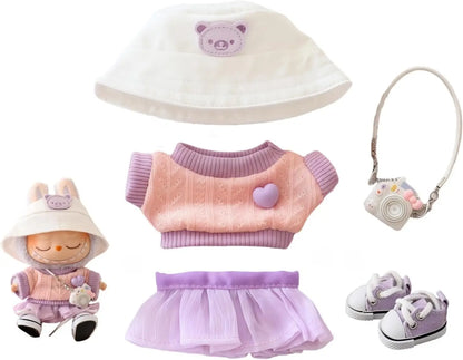 15/17cm Cute Mini Plush Doll's Clothing Outfit Kawaii Cardcaptor Sakura Style Labubu Idol Dolls Clothing Accessories